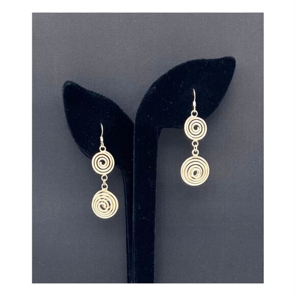 Sterling Silver Spiral Dangle Wire Earrings - Picture 1 of 11